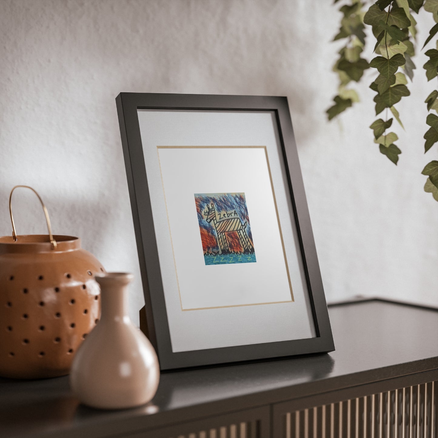 Cyber Zebra Framed Posters, Black