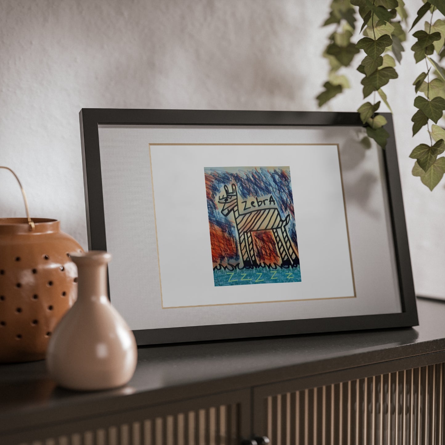 Cyber Zebra Framed Posters, Black