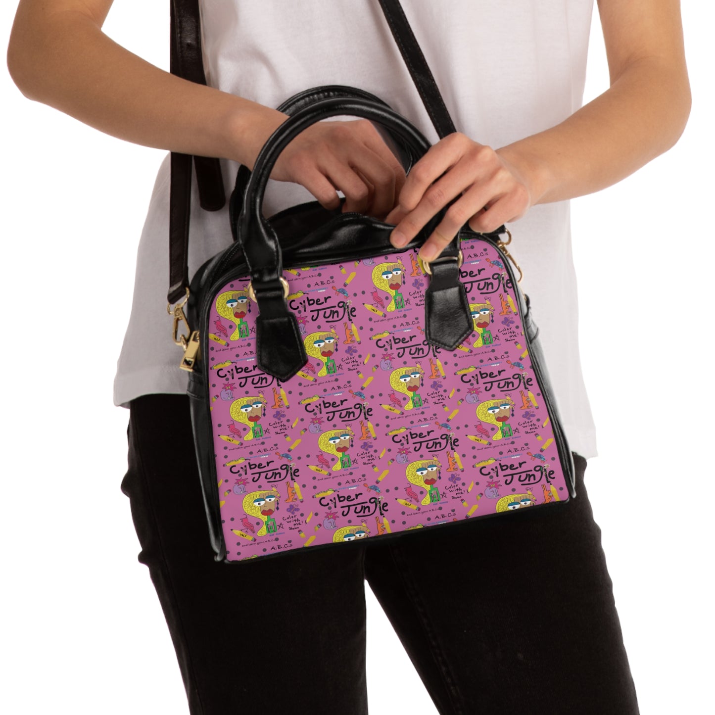 Cyber Jungle Shoulder Handbag - Abcs Cyber Jungle Design